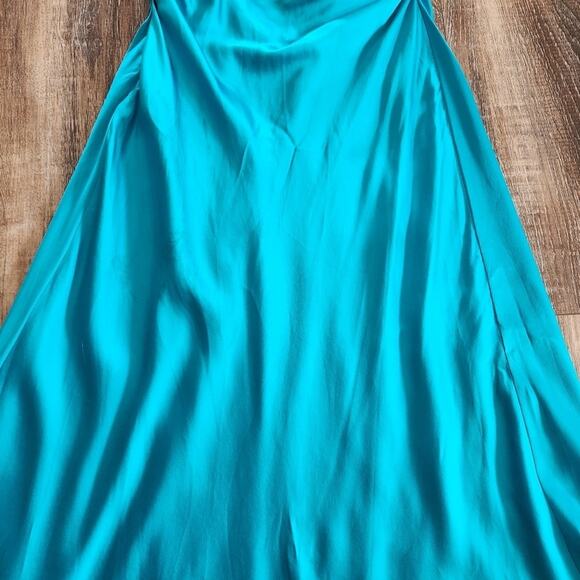 The Sei for FWRD Asymmetric Strappy Gown in Aqua Blue Size 8 Silk Sleeveless - Picture 10 of 16